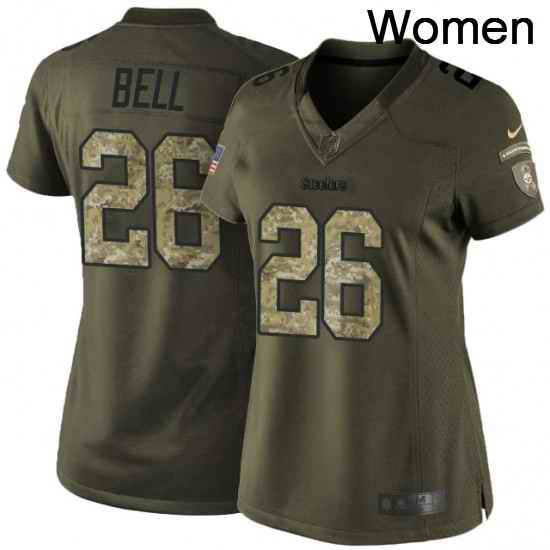 Womens Nike Pittsburgh Steelers 26 LeVeon Bell Elite Green Salute to Service NFL Jersey